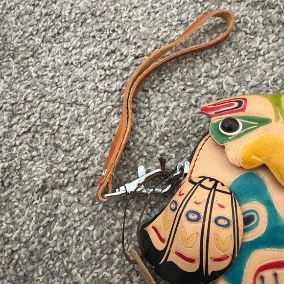 NWT Handcrafted Multicolor Leather Wallet Wristlet Native Totem‎ Coin Purse Bag - Picture 5 of 9